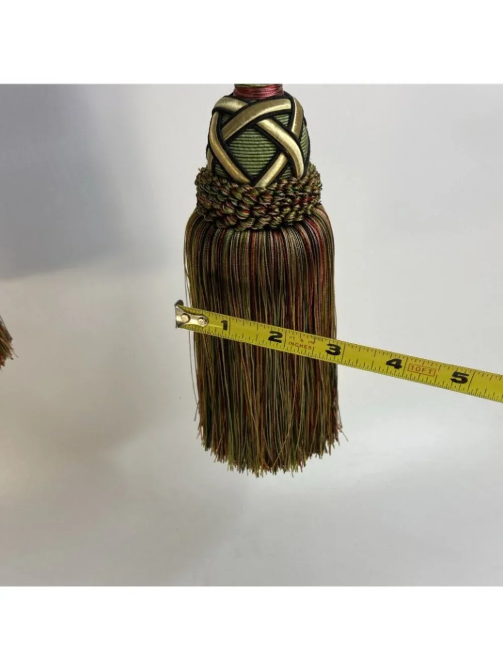 2 Large Luxury Curtain Tiebacks Braided Cord Tassel Fringe Multi Color Heavy30in